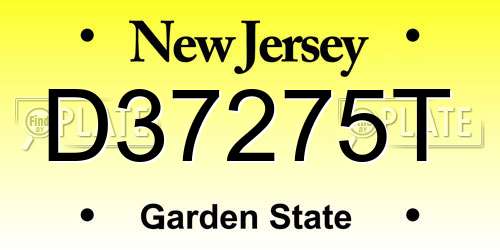 D37275T New Jersey License Plate