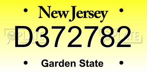 D372782 New Jersey License Plate