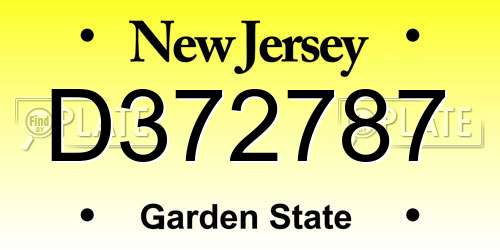 D372787 New Jersey License Plate