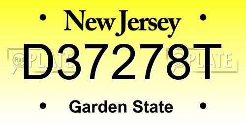 D37278T New Jersey License Plate