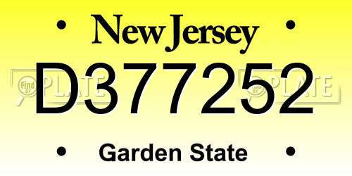 D377252 New Jersey License Plate