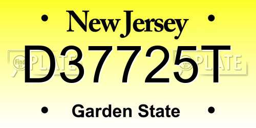 D37725T New Jersey License Plate