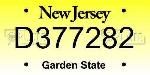 D377282 New Jersey License Plate