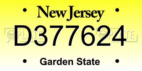 D377624 New Jersey License Plate