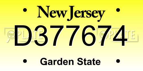 D377674 New Jersey License Plate