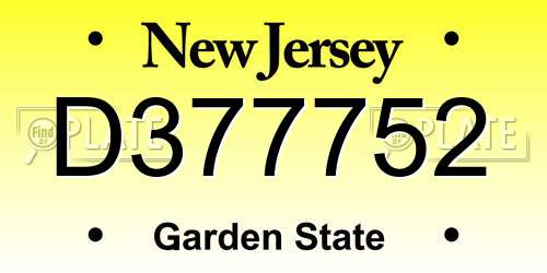 D377752 New Jersey License Plate