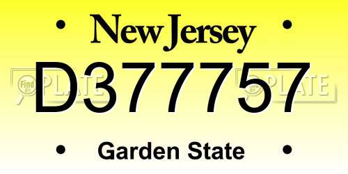 D377757 New Jersey License Plate