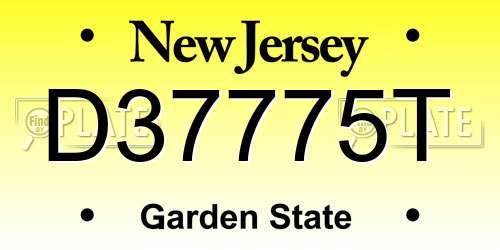 D37775T New Jersey License Plate