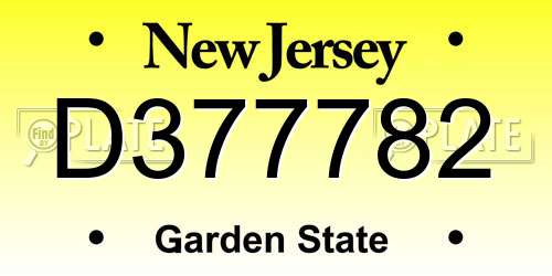 D377782 New Jersey License Plate