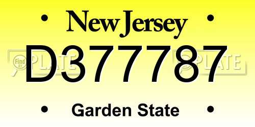 D377787 New Jersey License Plate