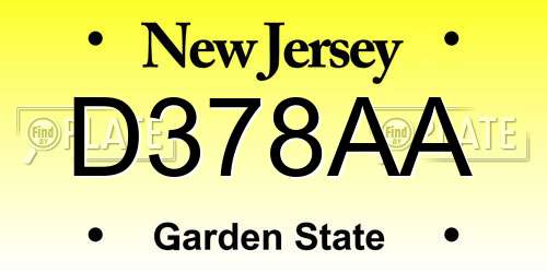 D378AA New Jersey License Plate
