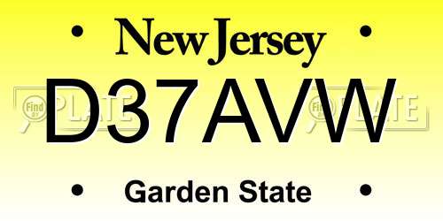 D37AVW New Jersey License Plate