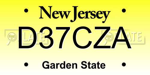 D37CZA New Jersey License Plate