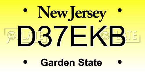 D37EKB New Jersey License Plate