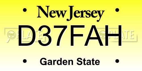 D37FAH New Jersey License Plate