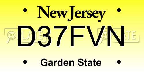 D37FVN New Jersey License Plate