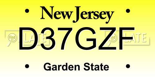 D37GZF New Jersey License Plate