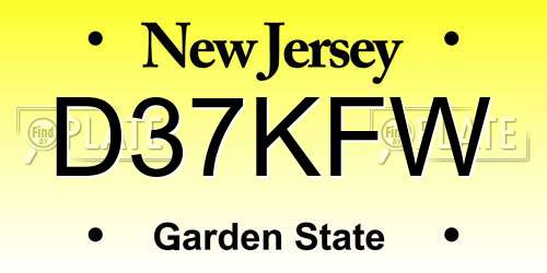 D37KFW New Jersey License Plate