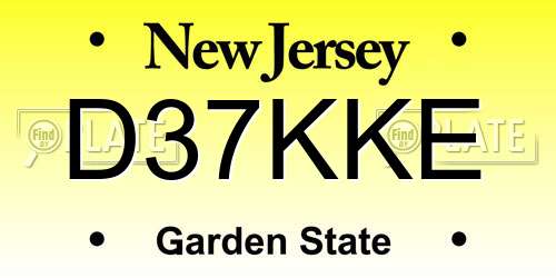 D37KKE New Jersey License Plate