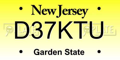 D37KTU New Jersey License Plate