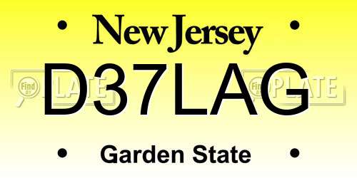 D37LAG New Jersey License Plate