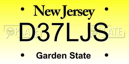 D37LJS New Jersey License Plate