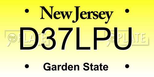 D37LPU New Jersey License Plate