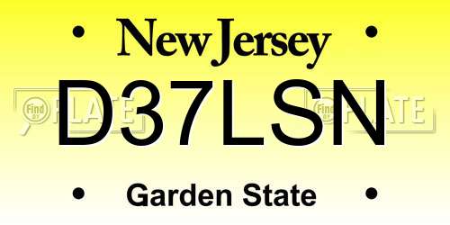D37LSN New Jersey License Plate