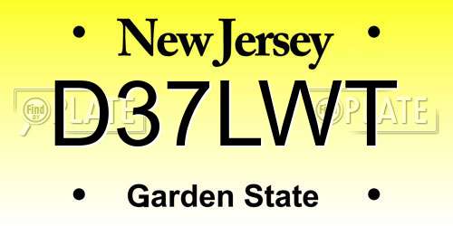 D37LWT New Jersey License Plate