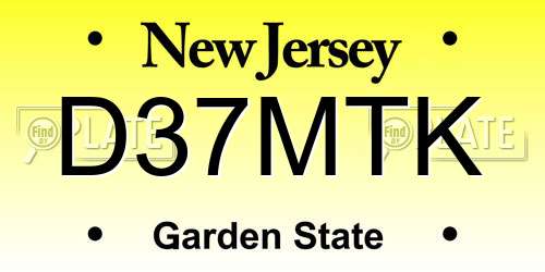 D37MTK New Jersey License Plate