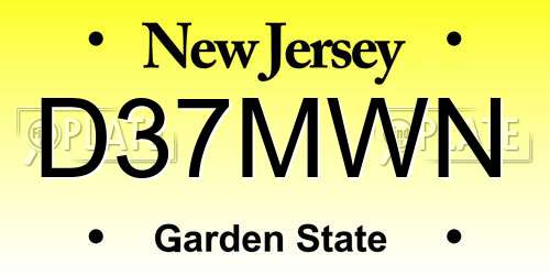 D37MWN New Jersey License Plate