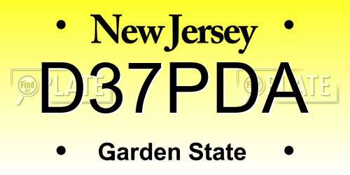 D37PDA New Jersey License Plate