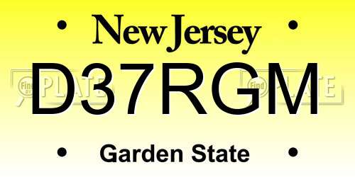 D37RGM New Jersey License Plate