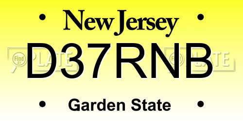 D37RNB New Jersey License Plate