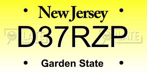 D37RZP New Jersey License Plate