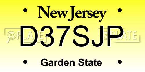 D37SJP New Jersey License Plate