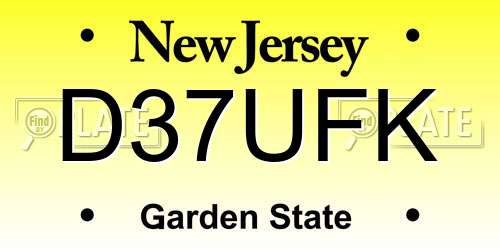 D37UFK New Jersey License Plate