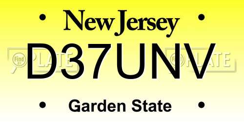 D37UNV New Jersey License Plate