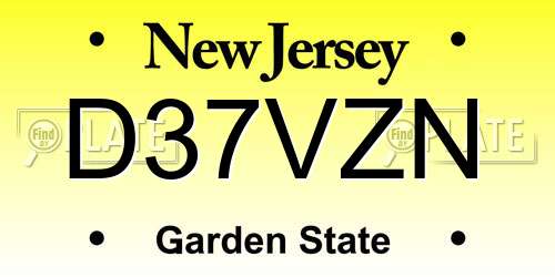 D37VZN New Jersey License Plate
