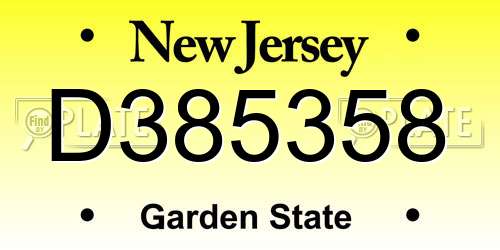 D385358 New Jersey License Plate
