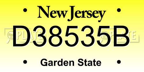 D38535B New Jersey License Plate