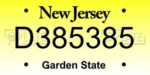 D385385 New Jersey License Plate