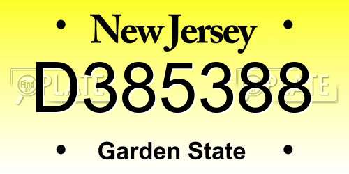 D385388 New Jersey License Plate