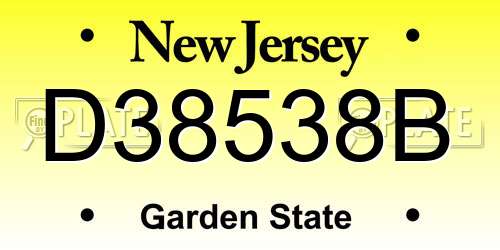 D38538B New Jersey License Plate