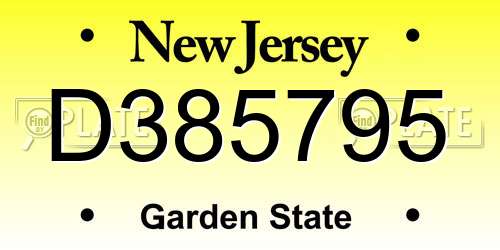 D385795 New Jersey License Plate
