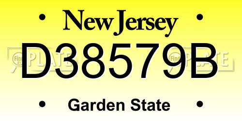 D38579B New Jersey License Plate
