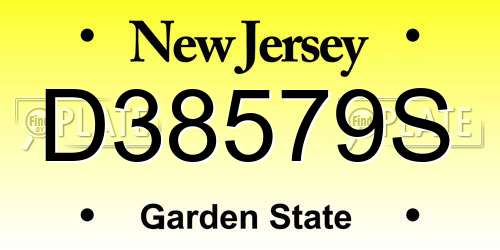 D38579S New Jersey License Plate