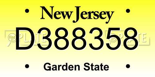 D388358 New Jersey License Plate