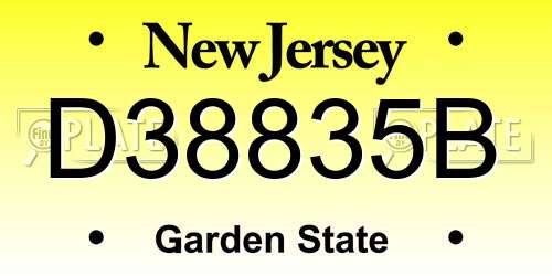 D38835B New Jersey License Plate