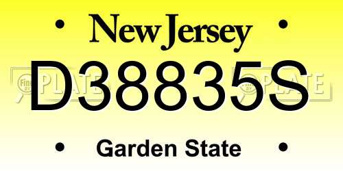 D38835S New Jersey License Plate
